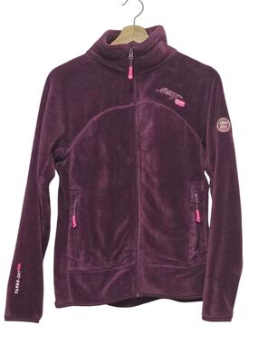 Geographical Norway Women's Burgundy Plush Fleece Jacket Full Zip Size US 10 UK